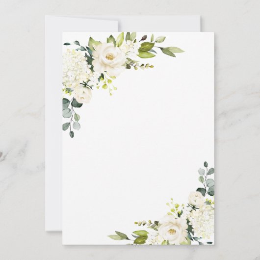 Elegant Eucalyptus White Roses Grüne Hochzeit Einladung (Rückseite)