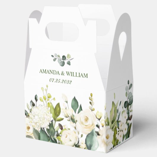Elegant Eucalyptus White Roses Grüne Hochzeit Geschenkschachtel (Geöffnet)