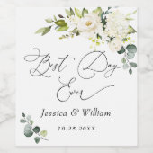 Elegant Eucalyptus White Roses Wedding Weinetikett (Einzelnes Label)