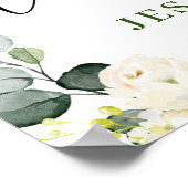 Elegant Eucalyptus White Roses Wedding Willkommen Poster (Ecke)