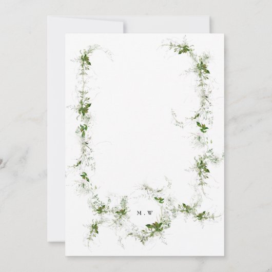 Elegant Eucalyptus Wreath Monogram Wedding Einladung (Rückseite)