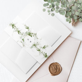 Elegant Eucalyptus Wreath Monogram Wedding Einladungsbanderole