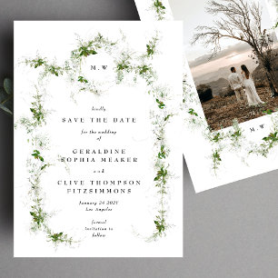 Elegant Eucalyptus Wreath Monogram Wedding Save The Date