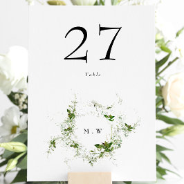 Elegant Eucalyptus Wreath Monogram Wedding Tischnummer