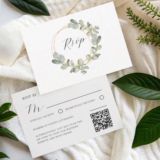 Elegant Eucalyptus Wreath Wedding RSVP Karte