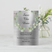 ELEGANT EUCALYPTUS WREATSILVER SAVE THE DATE (Stehend Vorderseite)