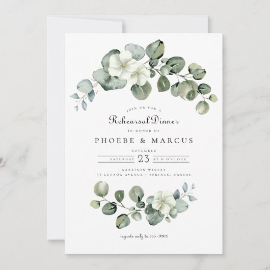 Elegant Eukalyptus Arch Probe Einladung (Vorderseite)