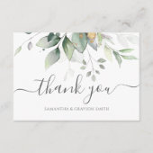 Elegant Eukalyptus Blätter Grüne Goldhochzeit Dankeskarte (Vorderseite)
