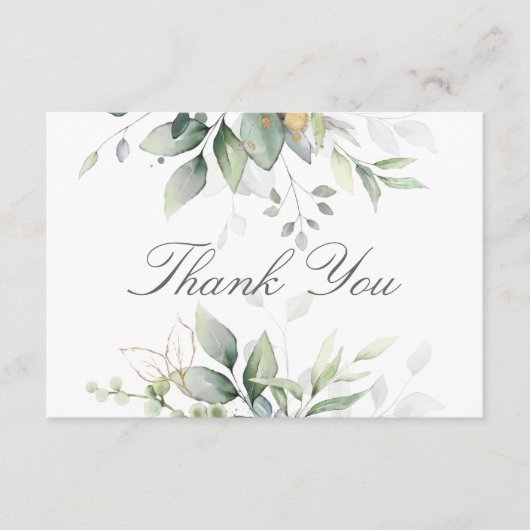 Elegant Eukalyptus Blätter Grüne Goldhochzeit Dankeskarte (Vorderseite)