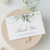 Elegant Eukalyptus Blätter Grüne Goldhochzeit Dankeskarte