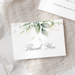 Elegant Eukalyptus Blätter Grüne Goldhochzeit Dankeskarte<br><div class="desc">Schöne Hochzeit Vielen Dank Karten mit Aquarell Eukalyptus und Gold Blätter. Ideal für Hochzeiten im Frühling und Sommer.</div>