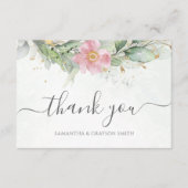 Elegant Eukalyptus Blätter Grüne Goldhochzeit Dankeskarte (Vorderseite)