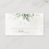 Elegant Eukalyptus Blätter Grüne Goldhochzeit Platzkarte (Vorderseite)