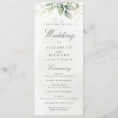 Elegant Eukalyptus Blätter Grüne Goldhochzeit Programm (Vorderseite)