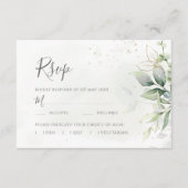 Elegant Eukalyptus Blätter Grüne Goldhochzeit RSVP Karte (Vorderseite)