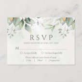 Elegant Eukalyptus Blätter Grüne Goldhochzeit RSVP Karte (Vorderseite)