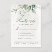 Elegant Eukalyptus Blätter Grüne Goldhochzeit RSVP Karte (Vorderseite)