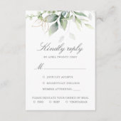 Elegant Eukalyptus Blätter Grüne Goldhochzeit RSVP Karte (Vorderseite)