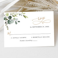 Elegant Eukalyptus Blätter Grüne Goldhochzeit
