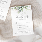 Elegant Eukalyptus Blätter Grüne Goldhochzeit RSVP Karte