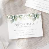 Elegant Eukalyptus Blätter Grüne Goldhochzeit RSVP Karte