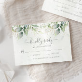 Elegant Eukalyptus Blätter Grüne Goldhochzeit RSVP Karte