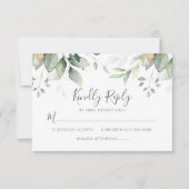 Elegant Eukalyptus Blätter Grüne Goldhochzeit RSVP Karte (Vorderseite)