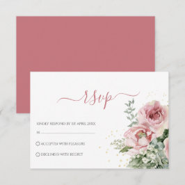 Elegant Eukalyptus Blätter Grüne Goldhochzeit RSVP Karte