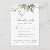 Elegant Eukalyptus Blätter Grüne Goldhochzeit RSVP Karte (Vorderseite)