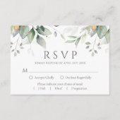 Elegant Eukalyptus Blätter Grüne Goldhochzeit RSVP Karte (Vorderseite)