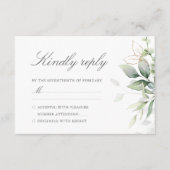 Elegant Eukalyptus Blätter Grüne Goldhochzeit RSVP Karte (Vorderseite)