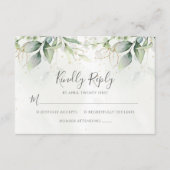 Elegant Eukalyptus Blätter Grüne Goldhochzeit RSVP Karte (Vorderseite)