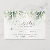 Elegant Eukalyptus Blätter Grüne Goldhochzeit RSVP Karte (Vorderseite)
