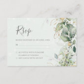 Elegant Eukalyptus Blätter Grüne Goldhochzeit RSVP Karte (Vorderseite)