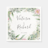 Elegant Eukalyptus Blätter Grüne Goldhochzeit Serviette (Vorderseite)