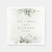 Elegant Eukalyptus Blätter Grüne Goldhochzeit Serviette (Vorderseite)