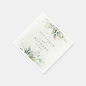 Elegant Eukalyptus Blätter Grüne Goldhochzeit Serviette (Ecke)