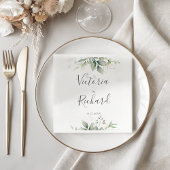 Elegant Eukalyptus Blätter Grüne Goldhochzeit Serviette