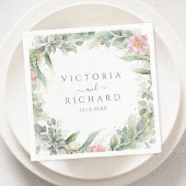 Elegant Eukalyptus Blätter Grüne Goldhochzeit Serviette