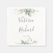 Elegant Eukalyptus Blätter Grüne Goldhochzeit Serviette (Vorderseite)