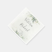 Elegant Eukalyptus Blätter Grüne Goldhochzeit Serviette (Ecke)