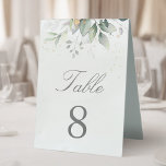 Elegant Eukalyptus Blätter Grüne Goldhochzeit Tischaufsteller<br><div class="desc">Schöne Tischnummern mit Aquarell Eukalyptus und goldenen Blätter. Ideal für Hochzeiten im Freien.</div>