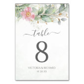 Elegant Eukalyptus Blätter Grüne Goldhochzeit Tischnummer (Rückseite)