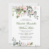 Elegant Eukalyptus Blush Rose Grüne Hochzeit Einladung (Vorderseite)