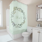 Elegant Eukalyptus Botanical Greenerity Monogram Duschvorhang (Beispiel)