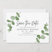 Elegant Eukalyptus Botanical Save the Date Einladung (Vorderseite)