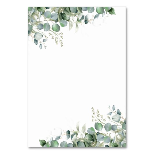Elegant Eukalyptus Botanische Skriptnamen Hochzeit Tischnummer (Rückseite)