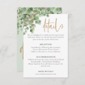 Elegant Eukalyptus Botanische Vegetation Gold Deta RSVP Karte (Vorne/Hinten)