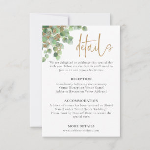 Elegant Eukalyptus Botanische Vegetation Gold Deta RSVP Karte