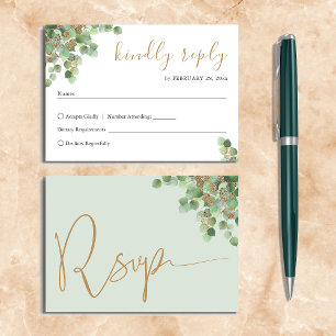 Elegant Eukalyptus Botanische Vegetation Gold UAWG RSVP Karte